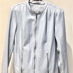 Calvin Klein Blue Leather Jacket